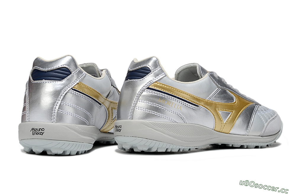 Men's Mizuno Morelia Neo 4 TF Artificial Turf Low-Tops Football Shoes - Silver/Gold/Black 6
