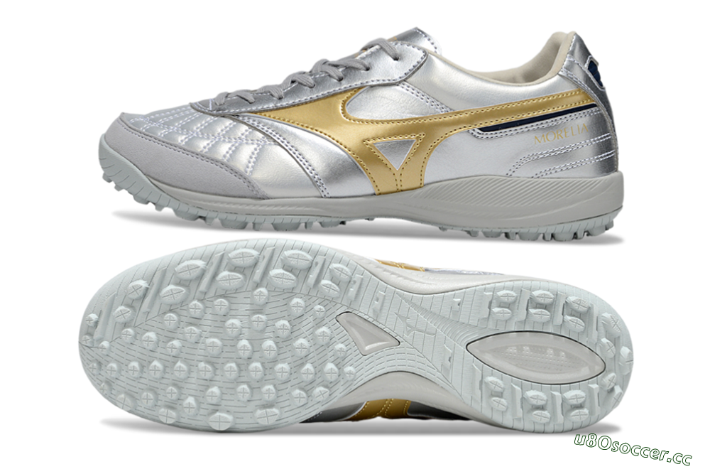 Men's Mizuno Morelia Neo 4 TF Artificial Turf Low-Tops Football Shoes - Silver/Gold/Black 1