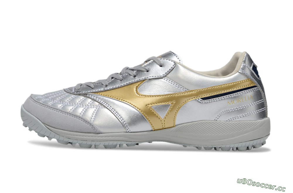 Men's Mizuno Morelia Neo 4 TF Artificial Turf Low-Tops Football Shoes - Silver/Gold/Black 0