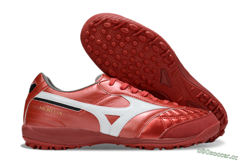 Men's Mizuno Morelia Neo 4 TF Artificial Turf Low-Tops Football Shoes - Red/White/Black 2