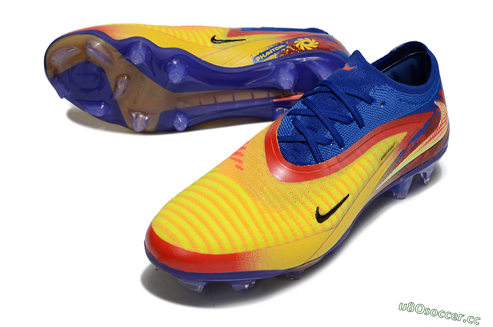 Men's Nike Phantom 6 Elite Low FG Firm Ground Low-Tops Football Boots - Yellow/Red/Blue 3