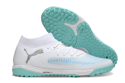 Men's Puma Future 8 Ultimate TF Artificial Turf Low-Tops Football Shoes - White/Silver/Blue