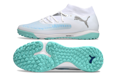 Men's Puma Future 8 Ultimate TF Artificial Turf Low-Tops Football Shoes - White/Silver/Blue
