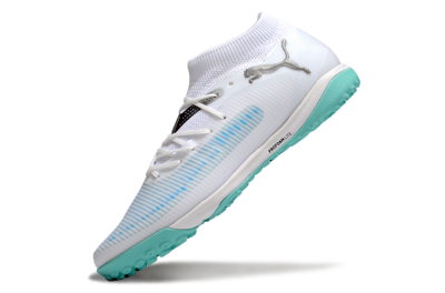 Men's Puma Future 8 Ultimate TF Artificial Turf Low-Tops Football Shoes - White/Silver/Blue