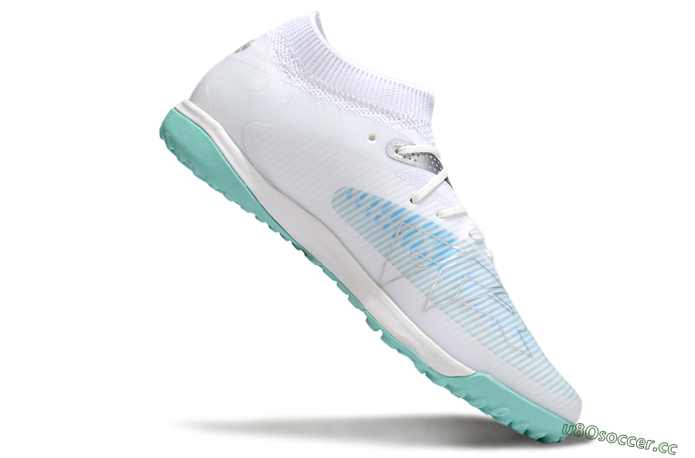 Men's Puma Future 8 Ultimate TF Artificial Turf Low-Tops Football Shoes - White/Silver/Blue 4