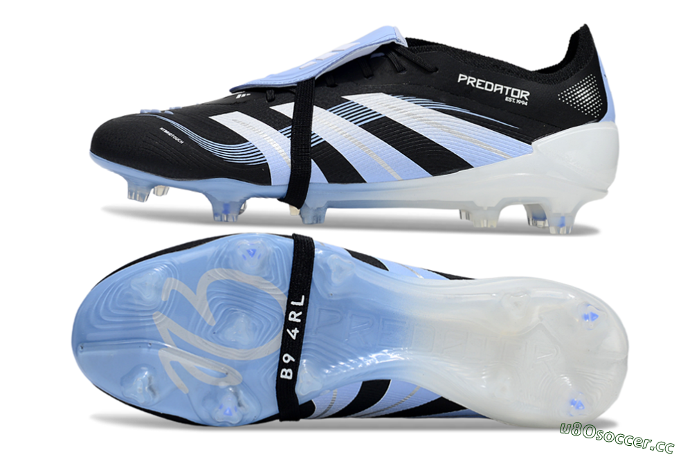 Men's Adidas Predator 25 Elite Foldover Tongue FG Firm Ground Low-Tops Football Boots - Black/Jade/White 1