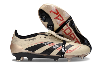 Men's Adidas Predator 25 Elite Foldover Tongue FG Firm Ground Low-Tops Football Boots - Gold/Black/White