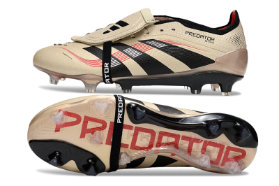 Men's Adidas Predator 25 Elite Foldover Tongue FG Firm Ground Low-Tops Football Boots - Gold/Black/White