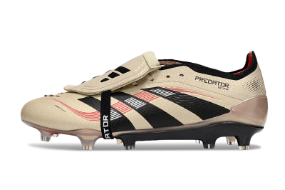 Men's Adidas Predator 25 Elite Foldover Tongue FG Firm Ground Low-Tops Football Boots - Gold/Black/White