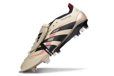 Men's Adidas Predator 25 Elite Foldover Tongue FG Firm Ground Low-Tops Football Boots - Gold/Black/White