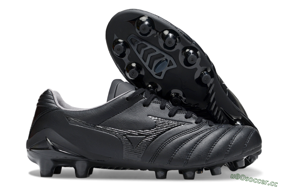 Men's Mizuno Morelia Neo 4 FG Firm Ground Low-Tops Football Boots - Black/Black 2
