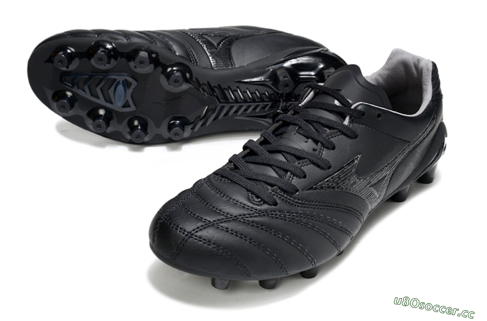 Men's Mizuno Morelia Neo 4 FG Firm Ground Low-Tops Football Boots - Black/Black 3