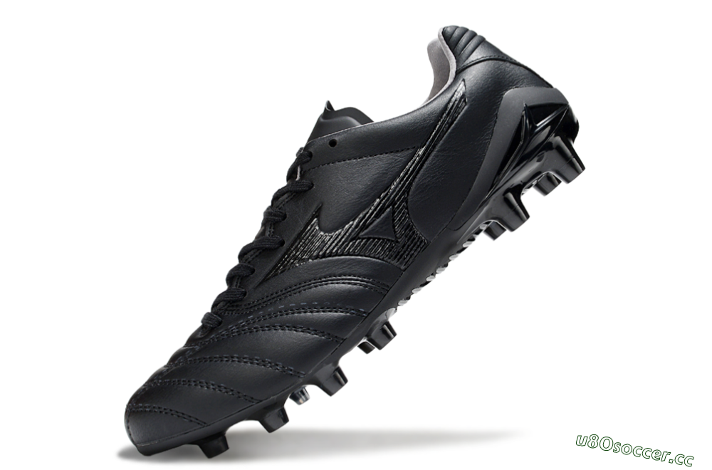 Men's Mizuno Morelia Neo 4 FG Firm Ground Low-Tops Football Boots - Black/Black 5