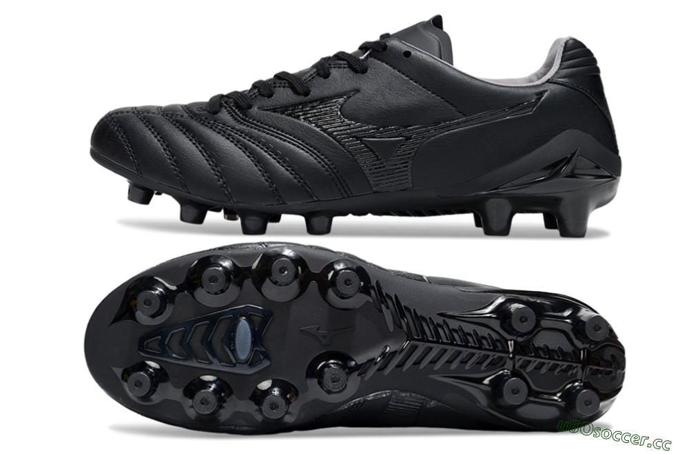 Men's Mizuno Morelia Neo 4 FG Firm Ground Low-Tops Football Boots - Black/Black 1