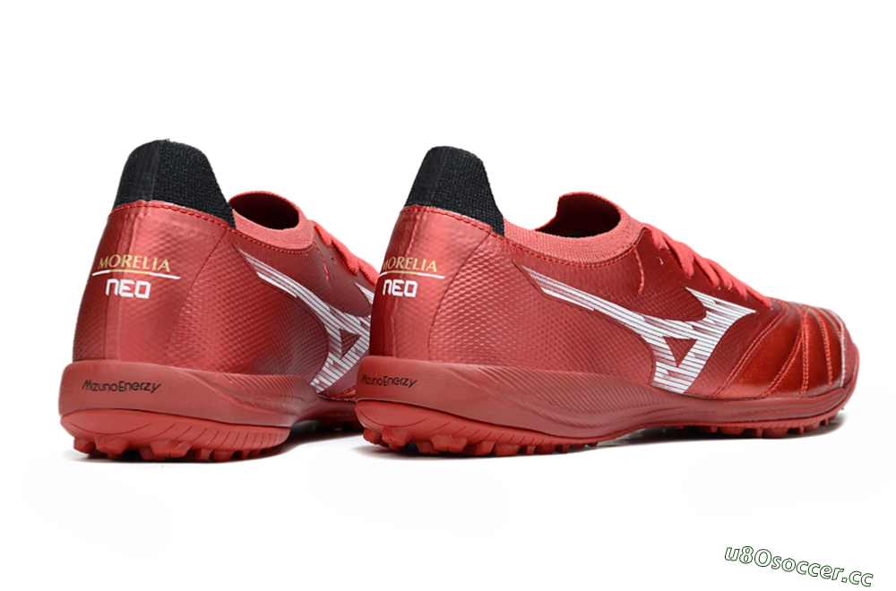 Men's Mizuno Morelia Neo 4 TF Artificial Turf Low-Tops Football Shoes - Red/White/Black 6