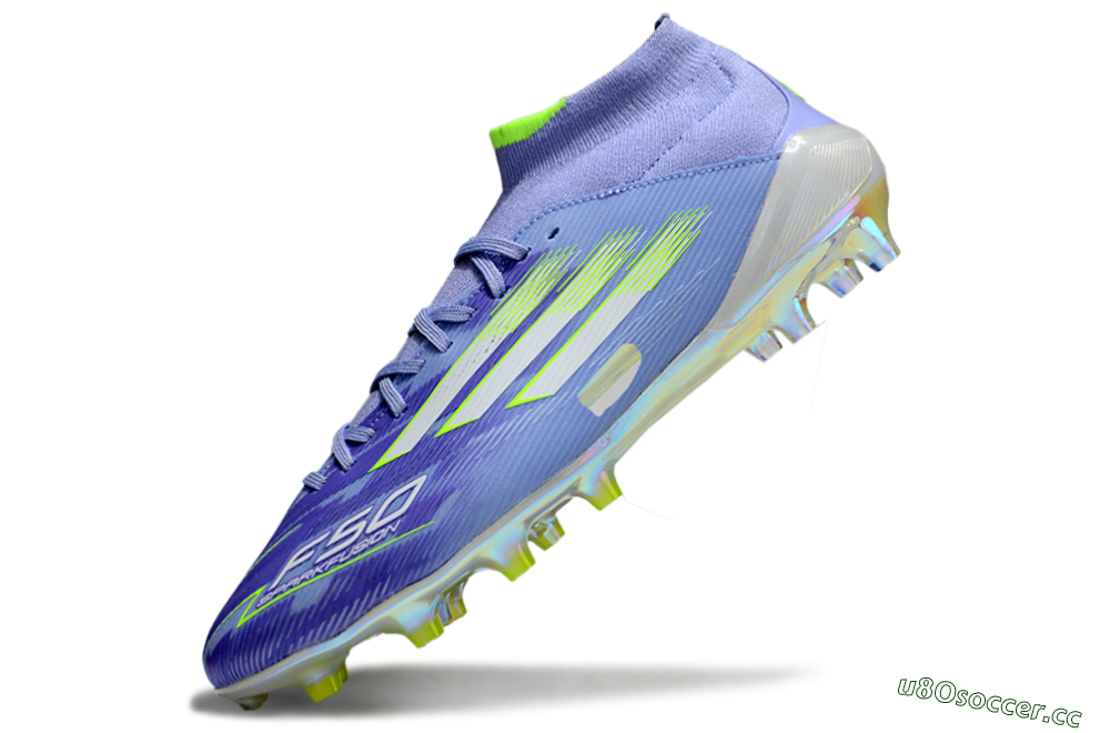 Men's Adidas F50 Elite Mid FG Firm Ground High-Tops Football Boots - Blue/Silver/Gold 5