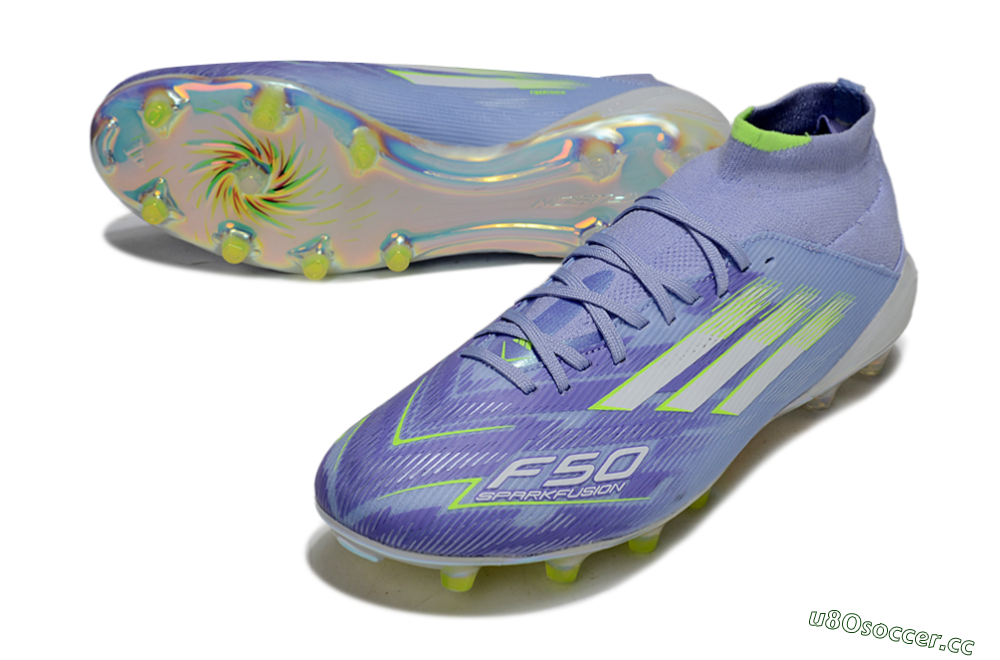 Men's Adidas F50 Elite Mid FG Firm Ground High-Tops Football Boots - Blue/Silver/Gold 3