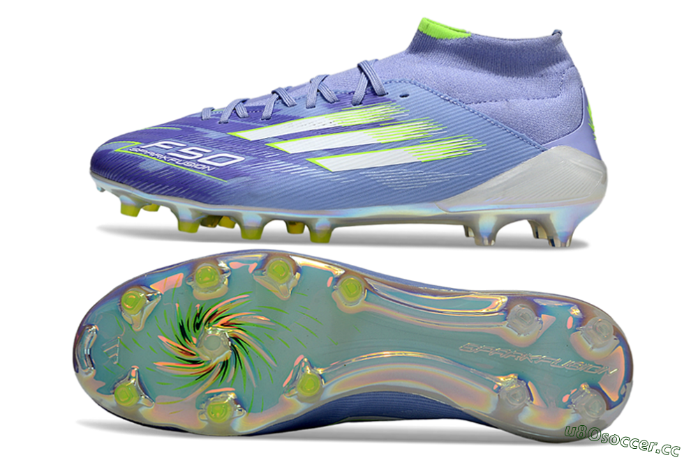 Men's Adidas F50 Elite Mid FG Firm Ground High-Tops Football Boots - Blue/Silver/Gold 1
