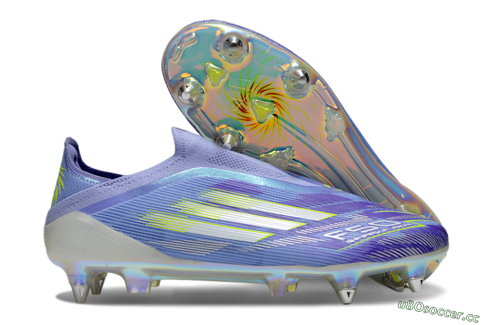 Men's Adidas F50 Elite Laceless SG Soft Ground Low-Tops Football Boots - Blue/Silver/Gold 2