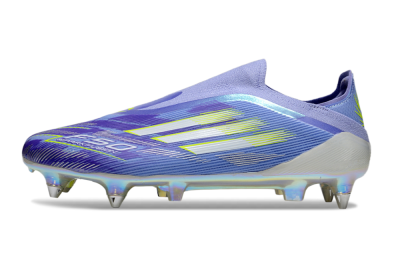 Men's Adidas F50 Elite Laceless SG Soft Ground Low-Tops Football Boots - Blue/Silver/Gold
