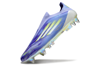 Men's Adidas F50 Elite Laceless SG Soft Ground Low-Tops Football Boots - Blue/Silver/Gold