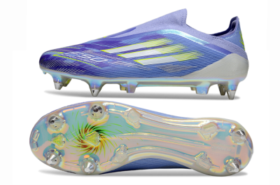 Men's Adidas F50 Elite Laceless SG Soft Ground Low-Tops Football Boots - Blue/Silver/Gold