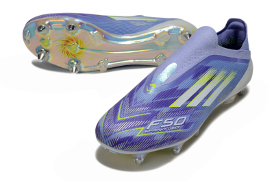 Men's Adidas F50 Elite Laceless SG Soft Ground Low-Tops Football Boots - Blue/Silver/Gold