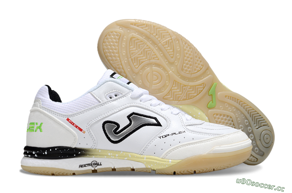 Men's Joma Top Flex IC Indoor & Futsal Low-Tops Football Shoes - White/Silver/Yellow 2