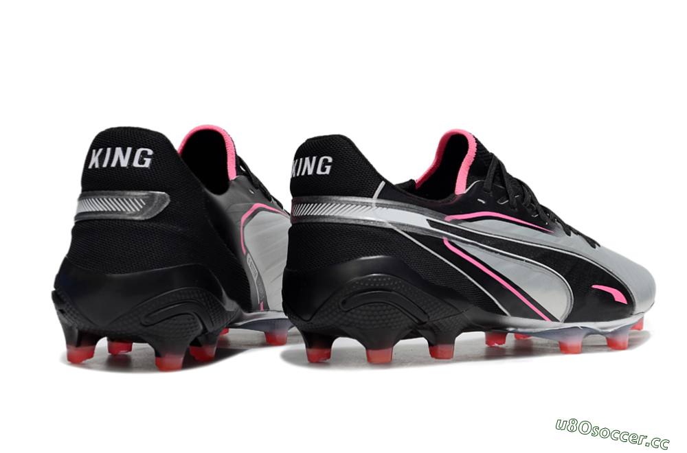 Men's Puma King Ultimate AG Artificial Grass Low-Tops Football Boots - Silver/Black/Pink 6
