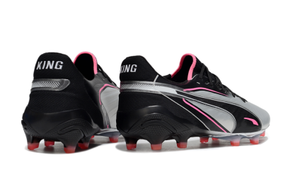 Men's Puma King Ultimate AG Artificial Grass Low-Tops Football Boots - Silver/Black/Pink