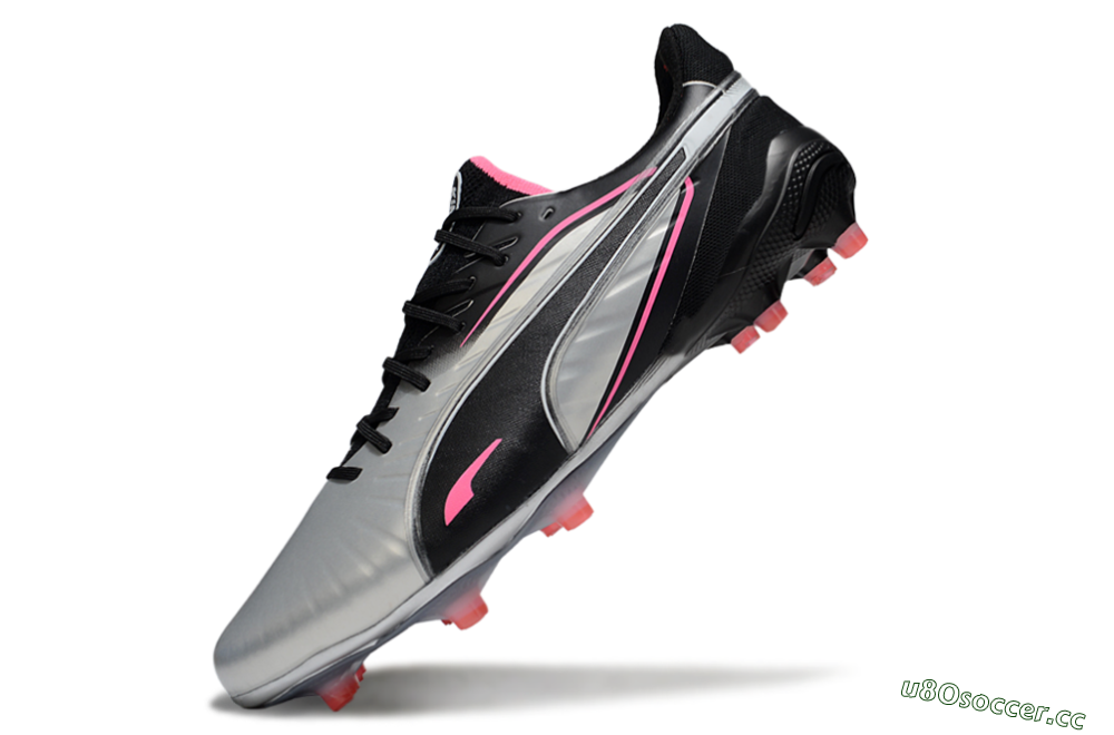 Men's Puma King Ultimate AG Artificial Grass Low-Tops Football Boots - Silver/Black/Pink 5