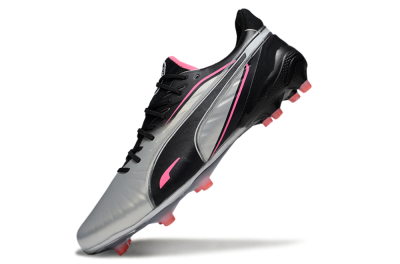 Men's Puma King Ultimate AG Artificial Grass Low-Tops Football Boots - Silver/Black/Pink
