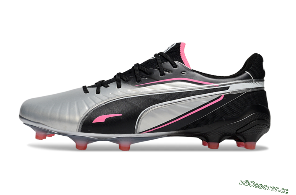 Men's Puma King Ultimate AG Artificial Grass Low-Tops Football Boots - Silver/Black/Pink 0