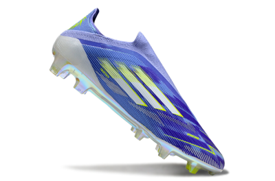 Unisex Adidas F50 Elite Laceless FG Firm Ground Low-Tops Football Boots - Blue/Silver/Gold