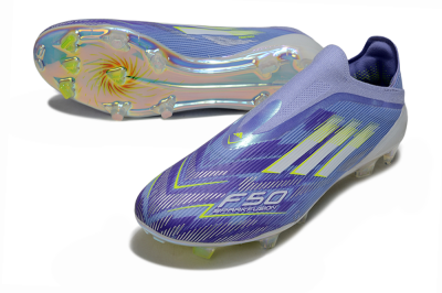 Unisex Adidas F50 Elite Laceless FG Firm Ground Low-Tops Football Boots - Blue/Silver/Gold