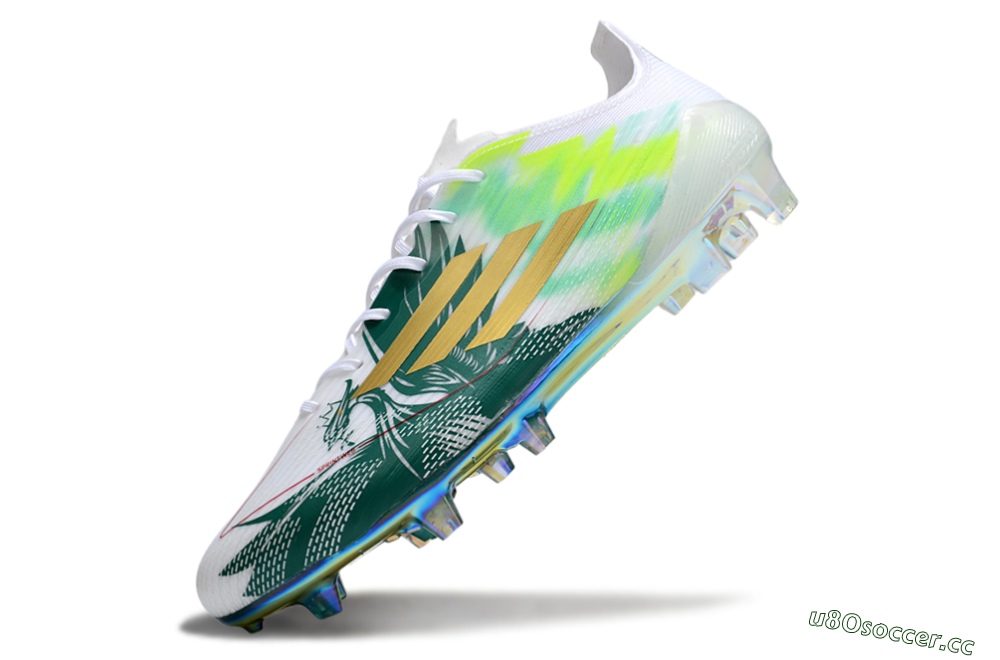 Unisex Adidas F50 Elite FG Firm Ground Low-Tops Football Boots - White/Green/Yellow 5