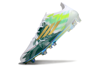 Unisex Adidas F50 Elite FG Firm Ground Low-Tops Football Boots - White/Green/Yellow