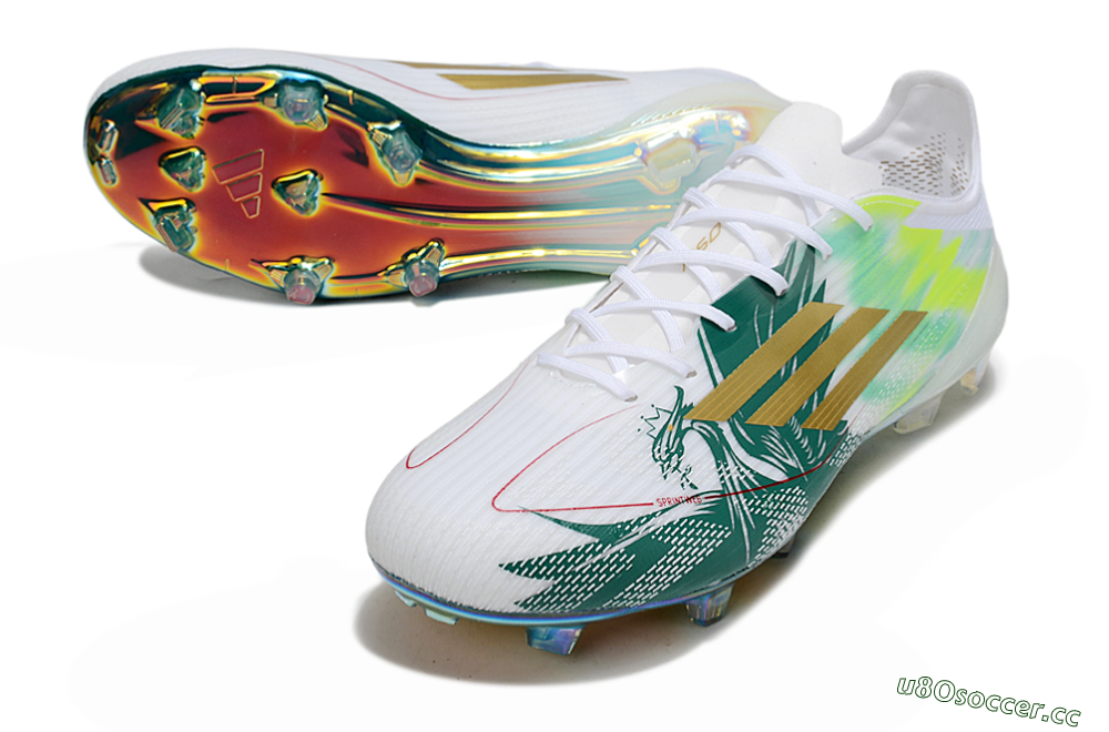 Unisex Adidas F50 Elite FG Firm Ground Low-Tops Football Boots - White/Green/Yellow 3