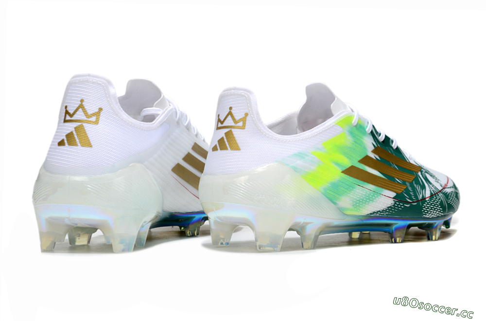Unisex Adidas F50 Elite FG Firm Ground Low-Tops Football Boots - White/Green/Yellow 6