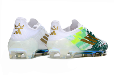 Unisex Adidas F50 Elite FG Firm Ground Low-Tops Football Boots - White/Green/Yellow