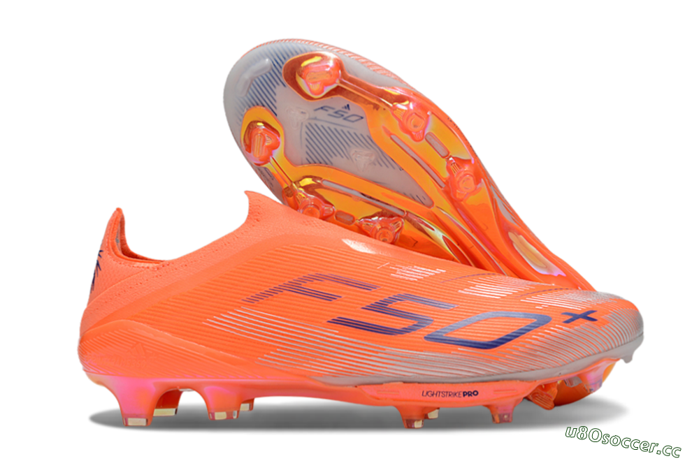 Men's Adidas F50+ Lightstrike Pro Laceless FG Firm Ground Low-Tops Football Boots - Red/Blue/Silver 2