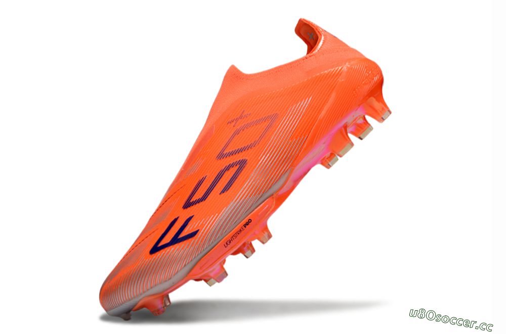 Men's Adidas F50+ Lightstrike Pro Laceless FG Firm Ground Low-Tops Football Boots - Red/Blue/Silver 5