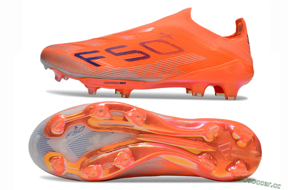 Men's Adidas F50+ Lightstrike Pro Laceless FG Firm Ground Low-Tops Football Boots - Red/Blue/Silver 1