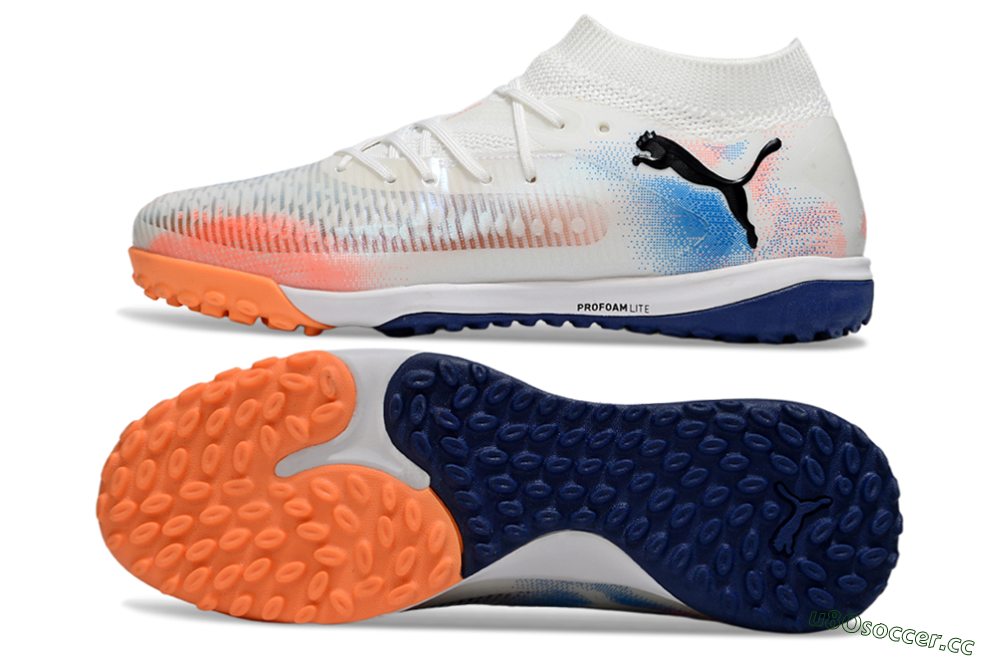 Men's Puma Future 8 Ultimate TF Artificial Turf Low-Tops Football Shoes - Whtie/Blue/Red 1