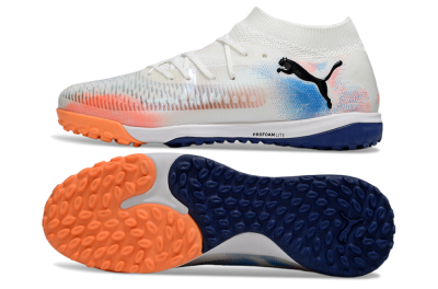 Men's Puma Future 8 Ultimate TF Artificial Turf Low-Tops Football Shoes - Whtie/Blue/Red