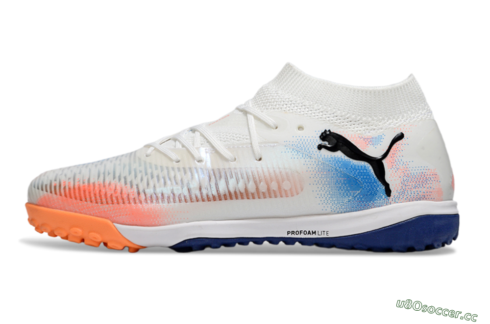 Men's Puma Future 8 Ultimate TF Artificial Turf Low-Tops Football Shoes - Whtie/Blue/Red 0
