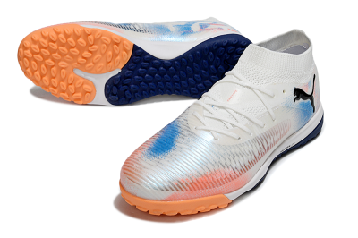 Men's Puma Future 8 Ultimate TF Artificial Turf Low-Tops Football Shoes - Whtie/Blue/Red