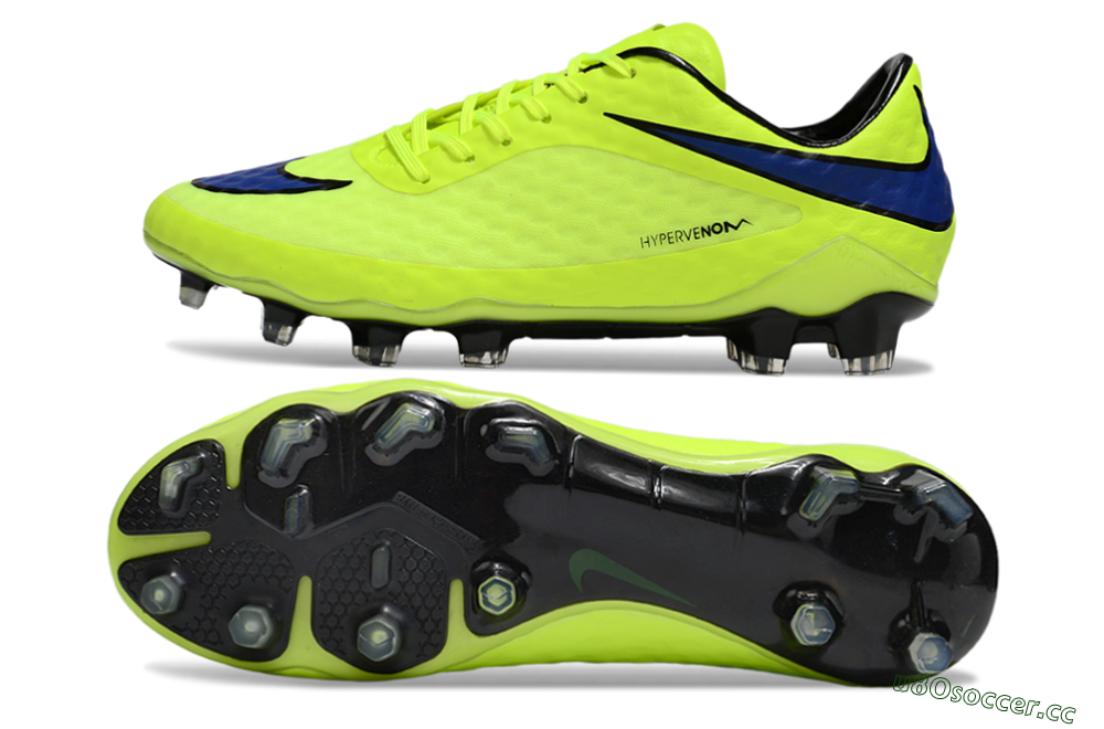 Men's Nike Hypervenom Phantom FG Firm Ground Low-Tops Football Boots - Yellow/Blue/Black 1