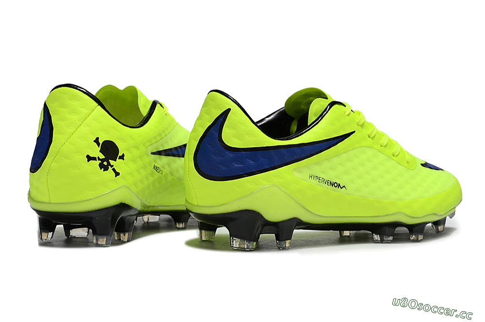 Men's Nike Hypervenom Phantom FG Firm Ground Low-Tops Football Boots - Yellow/Blue/Black 6