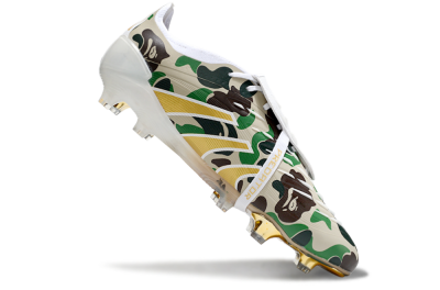 Unisex Adidas Predator 25 Elite Foldover Tongue FG Firm Ground Low-Tops Football Boots - Camo/White/Gold